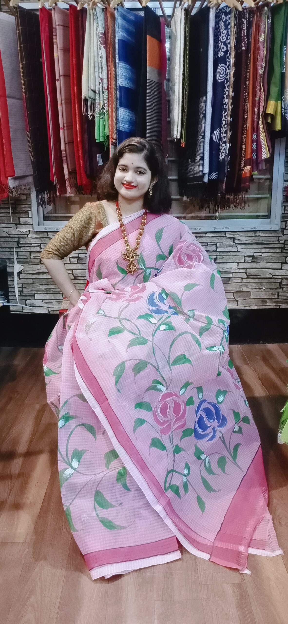 Handpainting on Dhonekhali cotton