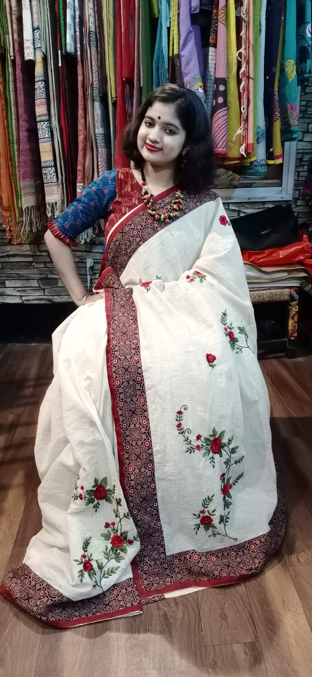 Hand Parshi on Dhonekhali cotton