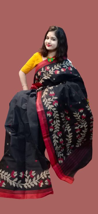 Handmade cotton jamdani saree