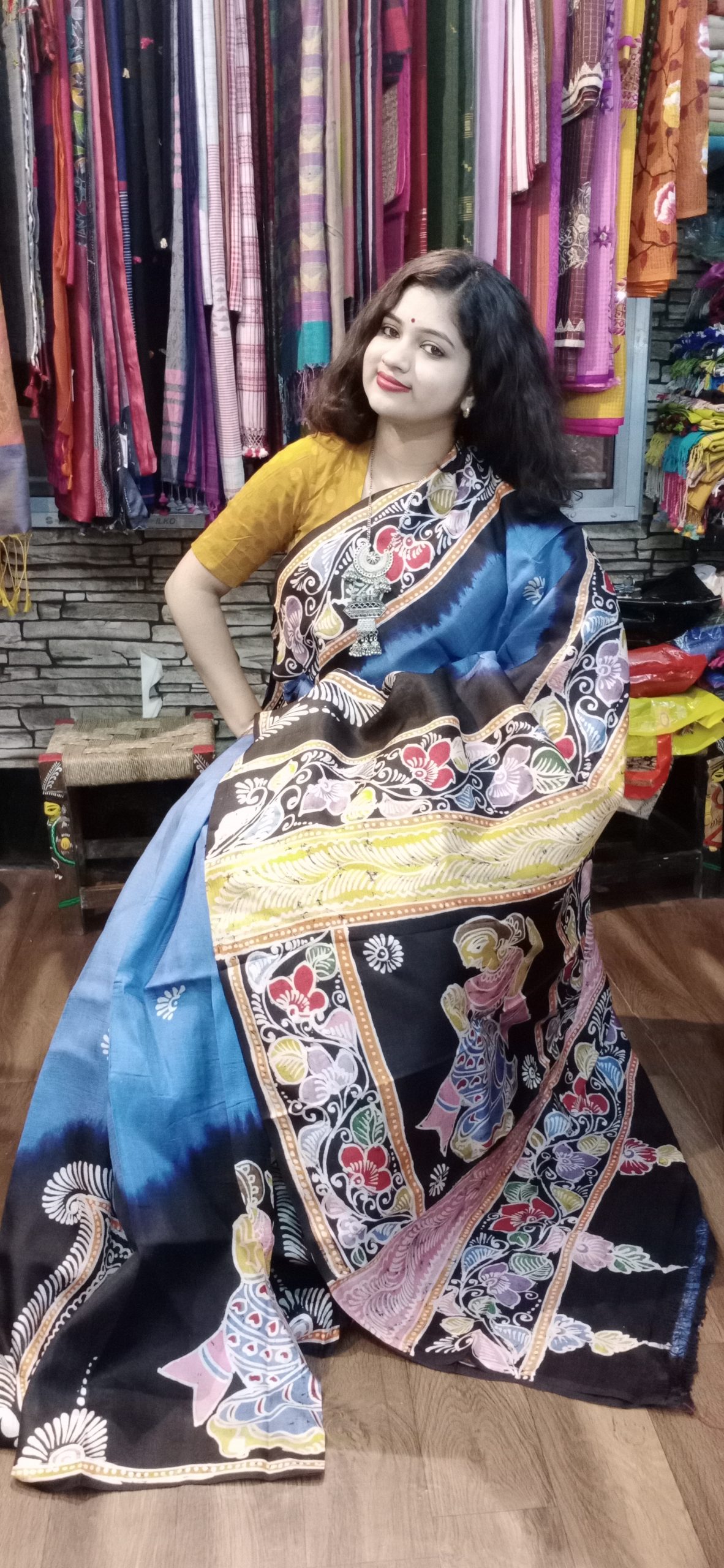 Wax Batik on Bishnupuri silk