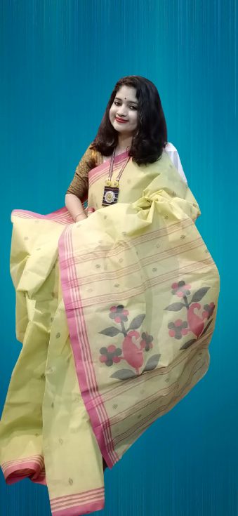 Hand made cotton jamdani saree