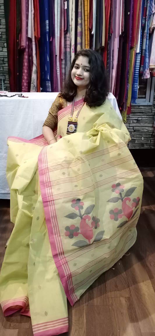 Hand made cotton jamdani saree