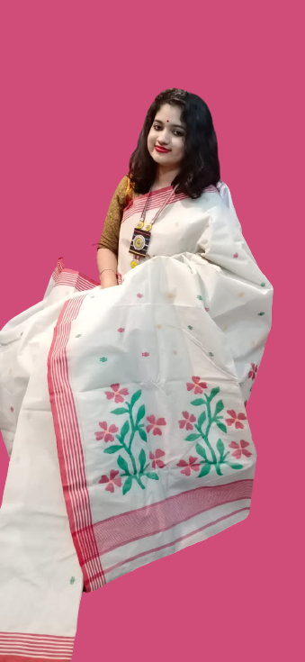 Hand made cotton jamdani saree